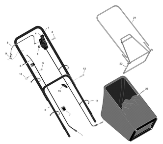 Handle And Bag Assembly Diagram and Parts List for 206310X194A 2001 Briggs and Stratton Lawn Mower
